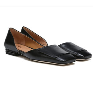 New Sarto Black Leather Flats Size 6, d'Orsay Ballet